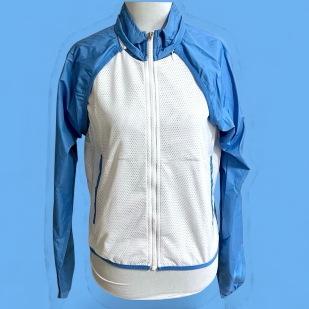 Nike White/Blue Rare 2-Piece Jacket Vest Set M Removable Sleeves Lightweight